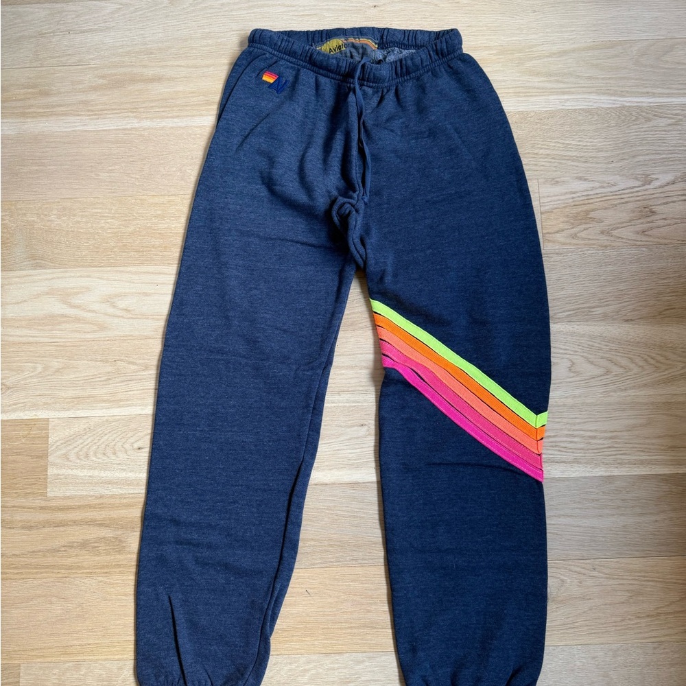 Aviator Nation Dark Gray Joggers with Rainbow Stripes - Picture 2 of 7